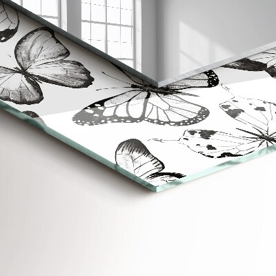 Mirror frame with print Black and white butterflies