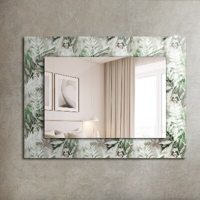 Wall mirror design Green leaves pattern