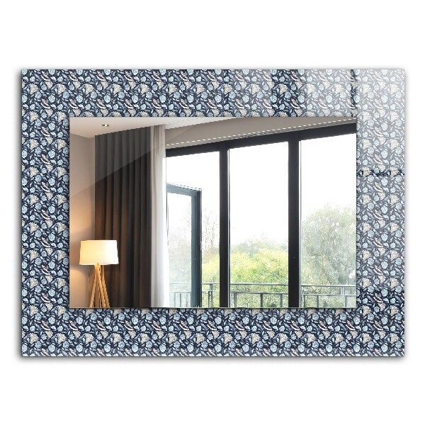 Printed mirror Blue flower pattern