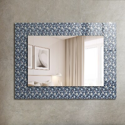 Printed mirror Blue flower pattern