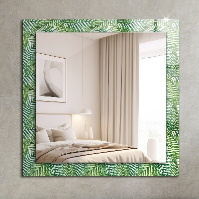 Mirror frame with print Green palm leaves