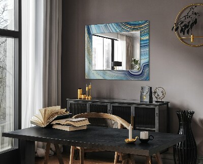 Printed mirror Abstract blue waves