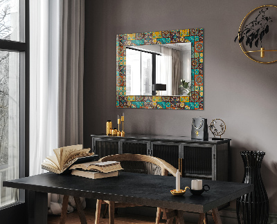 Wall mirror design Colorful tile mosaic