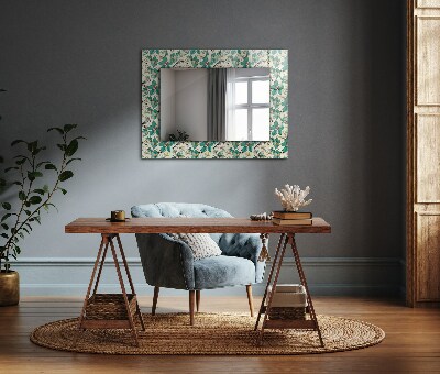 Mirror frame with print Birds and flowers