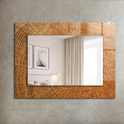 Mirror frame with print Cross section of tree trunk rings