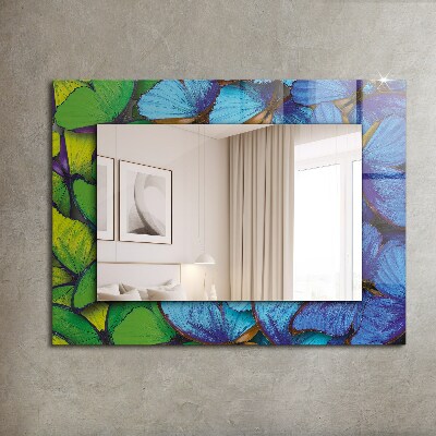 Decorative mirror Blue and green butterflies