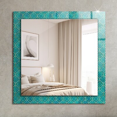 Decorative mirror Green geometric pattern