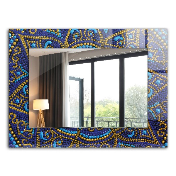 Printed mirror Blue dotted mandala