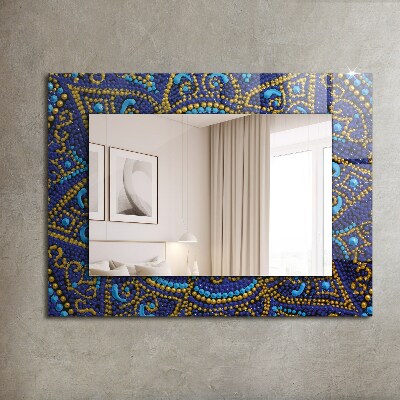 Printed mirror Blue dotted mandala