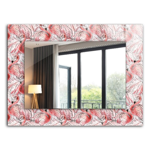 Wall mirror design Pink flamingos