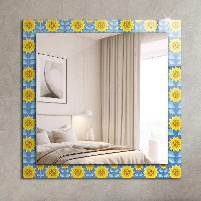 Wall mirror design Sunflowers leaves pattern