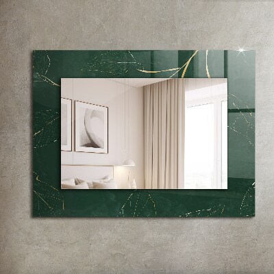 Decorative mirror Green gold leaves