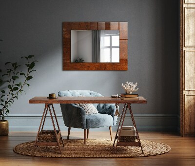 Mirror frame with print Old wooden table