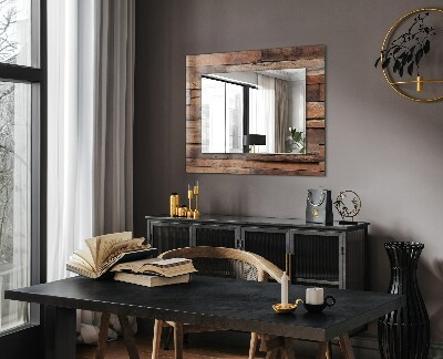 Mirror frame with print Wooden panel wall