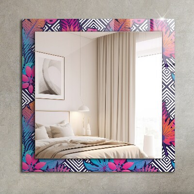 Wall mirror design Colorful tropical leaves