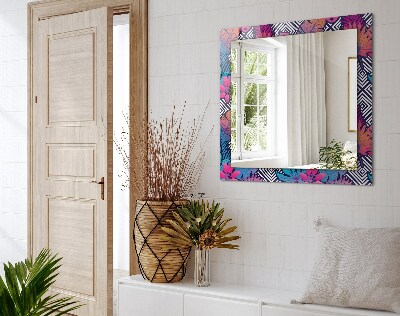 Wall mirror design Colorful tropical leaves