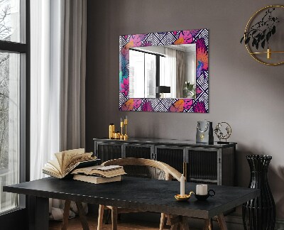 Wall mirror design Colorful tropical leaves