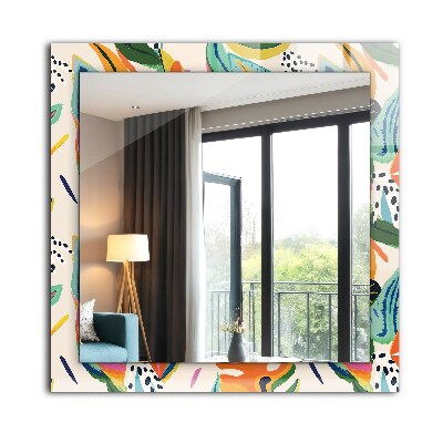 Wall mirror design Colorful leaves pattern