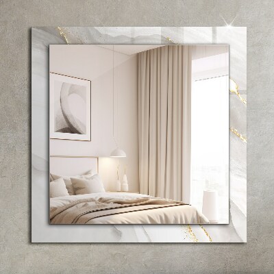 Mirror frame with print Gray marble