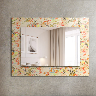 Mirror frame with print Japanese garden