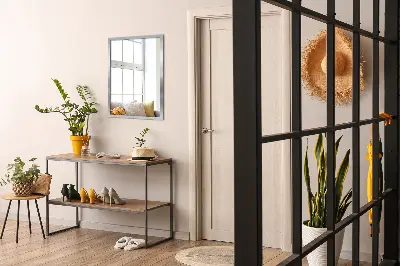 Wall mirror with silver frame elegant design