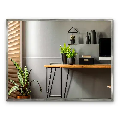 Wall mirror with silver frame elegant design
