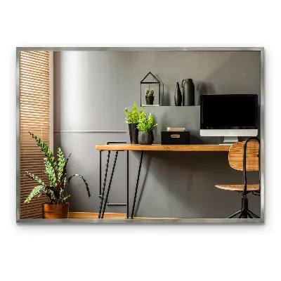 Wall mirror with silver frame elegant design