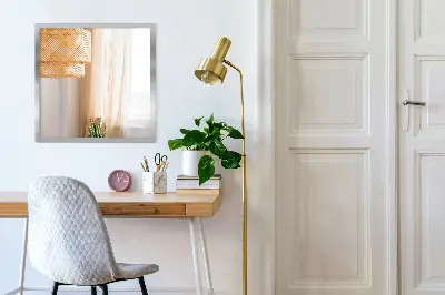 Wall mirror with silver frame elegant design