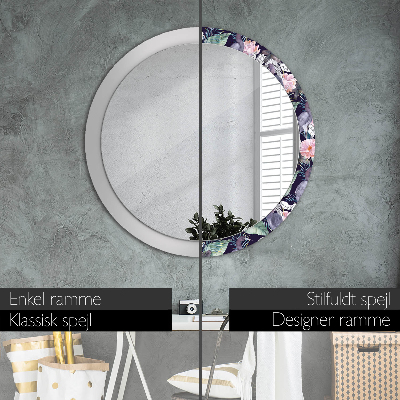 Round decorative wall mirror Cranes birds