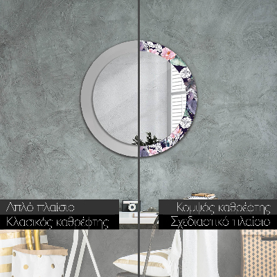 Round decorative wall mirror Cranes birds