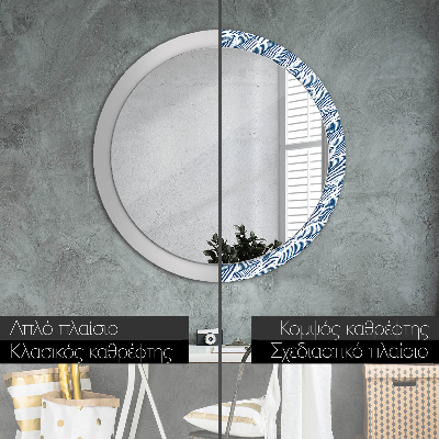 Round decorative wall mirror Leaves