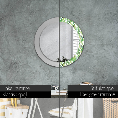 Round mirror printed frame Herringbone