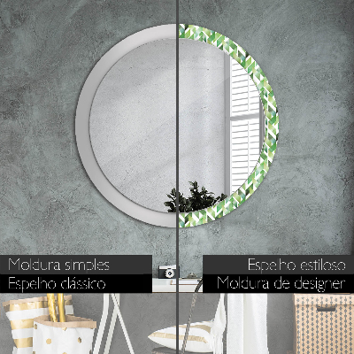 Round mirror printed frame Herringbone