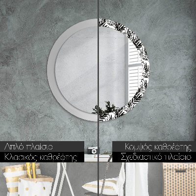 Round decorative wall mirror Monstera