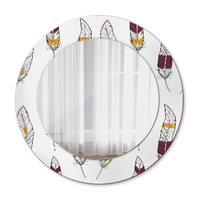 Round decorative wall mirror Feathers