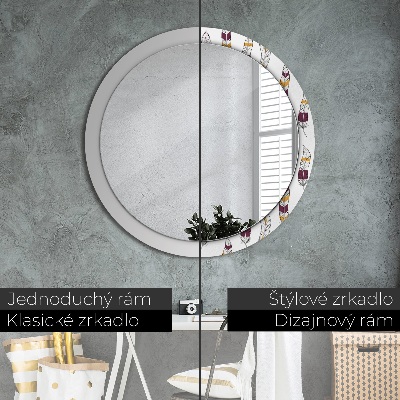 Round decorative wall mirror Feathers