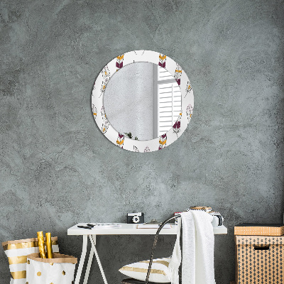 Round decorative wall mirror Feathers