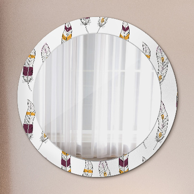 Round decorative wall mirror Feathers