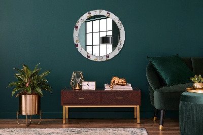 Round decorative wall mirror Feathers