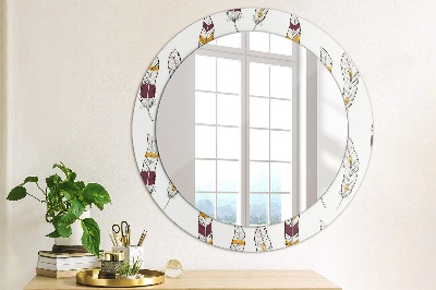 Round decorative wall mirror Feathers