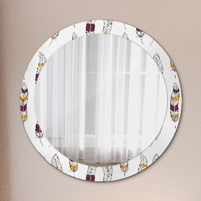 Round decorative wall mirror Feathers