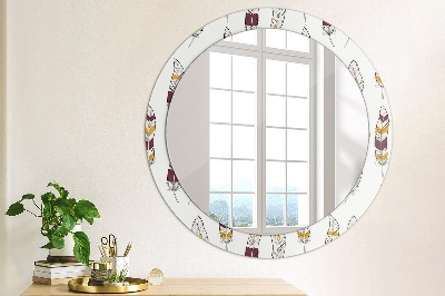 Round decorative wall mirror Feathers