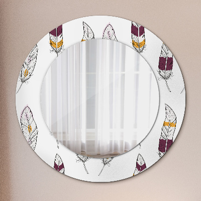 Round decorative wall mirror Feathers