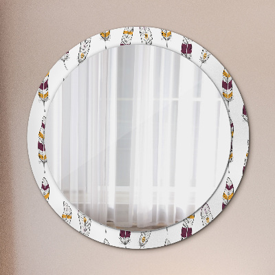 Round decorative wall mirror Feathers