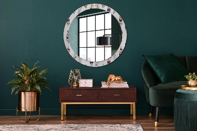 Round decorative wall mirror Feathers