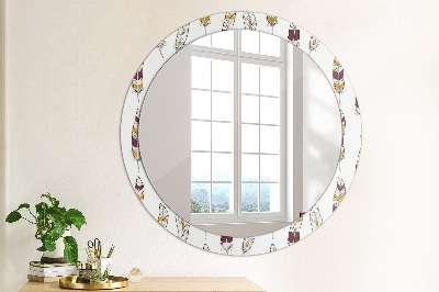 Round decorative wall mirror Feathers