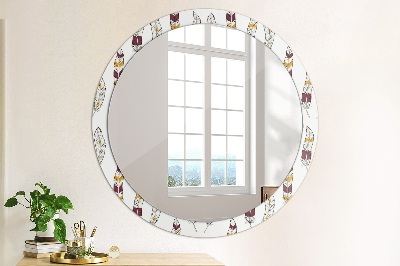 Round decorative wall mirror Feathers