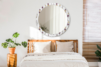 Round decorative wall mirror Feathers