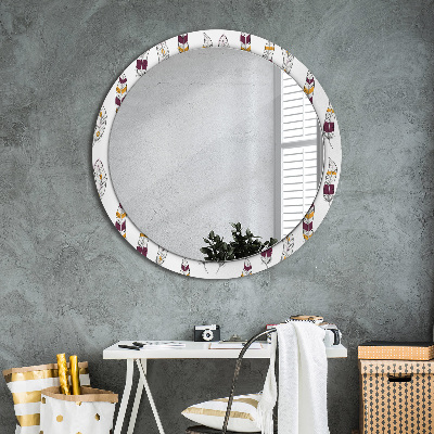 Round decorative wall mirror Feathers