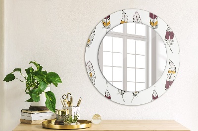 Round decorative wall mirror Feathers